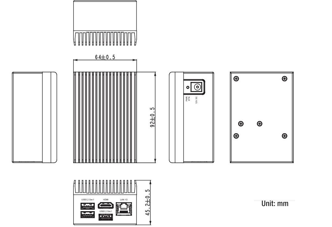 Mechanical Drawing - AAEON UP UP 7000 EDGE Systems